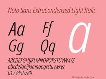 Noto Sans ExtraCondensed Light Italic Version 2.005图片样张
