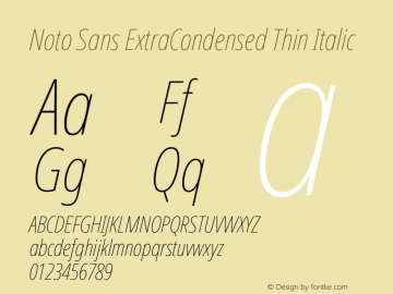 Noto Sans ExtraCondensed Thin Italic Version 2.005图片样张