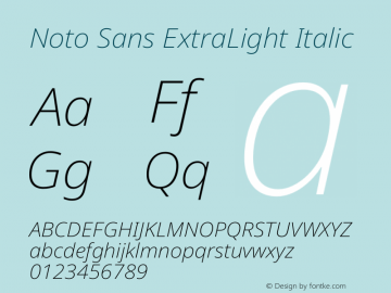 Noto Sans ExtraLight Italic Version 2.005图片样张