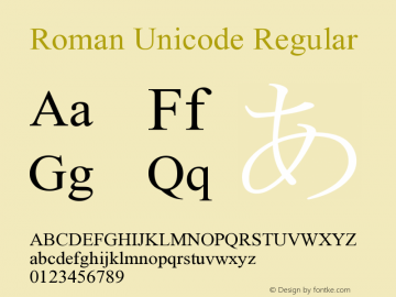 Roman Unicode Regular Version 3.0 Font Sample