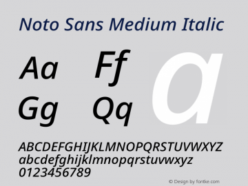 Noto Sans Medium Italic Version 2.005图片样张
