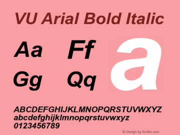 VU Arial Bold Italic Version 2004.04 1993 Romanised Viet-Pali-Sanskrit图片样张