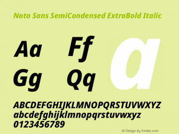 Noto Sans SemiCondensed ExtraBold Italic Version 2.005图片样张
