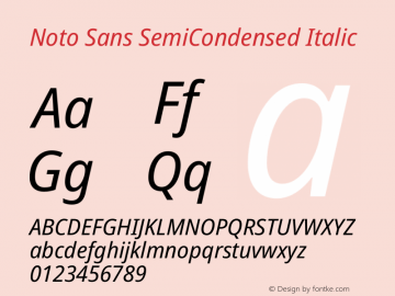 Noto Sans SemiCondensed Italic Version 2.005图片样张