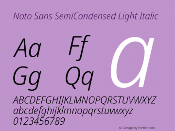 Noto Sans SemiCondensed Light Italic Version 2.005图片样张