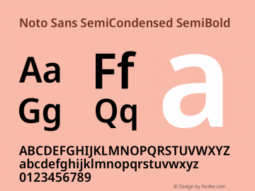 Noto Sans SemiCondensed SemiBold Version 2.006图片样张
