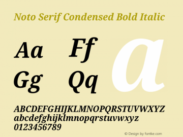 Noto Serif Condensed Bold Italic Version 2.005图片样张