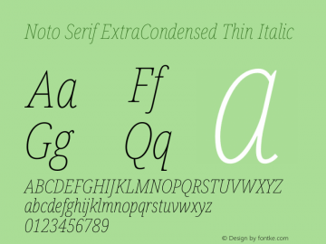 Noto Serif ExtraCondensed Thin Italic Version 2.005图片样张