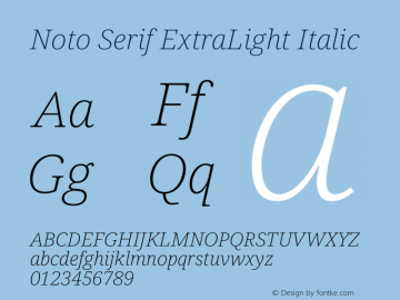 Noto Serif ExtraLight Italic Version 2.005图片样张