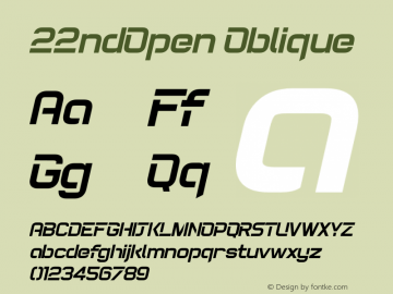 22ndOpen Oblique Macromedia Fontographer 4.1.5 4/28/04 Font Sample