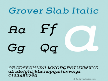 Grover Slab Italic 1.0: April 2004 Font Sample