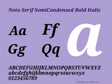 Noto Serif SemiCondensed Bold Italic Version 2.005图片样张