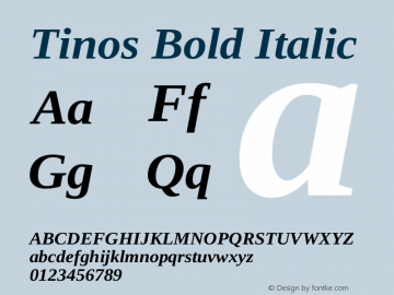Tinos Bold Italic Version 1.33图片样张