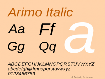 Arimo Italic Version 1.33图片样张