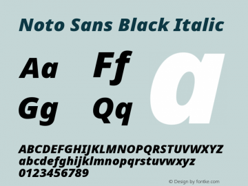 Noto Sans Black Italic Version 2.001; ttfautohint (v1.8.2)图片样张