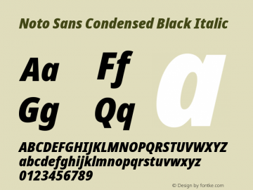 Noto Sans Condensed Black Italic Version 2.001; ttfautohint (v1.8.2)图片样张
