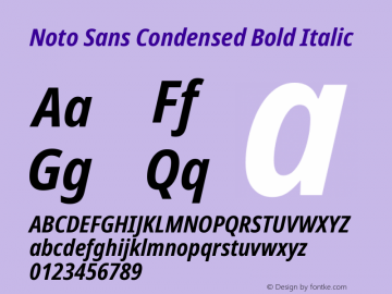 Noto Sans Condensed Bold Italic Version 2.001; ttfautohint (v1.8.2)图片样张