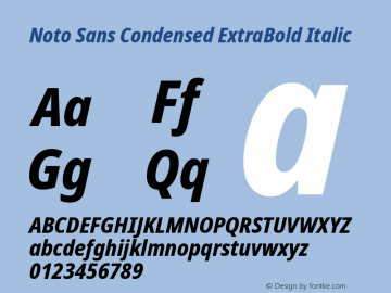 Noto Sans Condensed ExtraBold Italic Version 2.001; ttfautohint (v1.8.2)图片样张