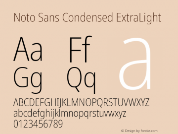 Noto Sans Condensed ExtraLight Version 2.001; ttfautohint (v1.8.2)图片样张