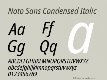 Noto Sans Condensed Italic Version 2.001; ttfautohint (v1.8.2)图片样张