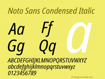 Noto Sans Condensed Italic Version 2.003图片样张