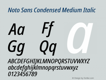 Noto Sans Condensed Medium Italic Version 2.001; ttfautohint (v1.8.2)图片样张
