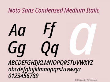 Noto Sans Condensed Medium Italic Version 2.003图片样张