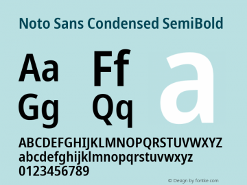 Noto Sans Condensed SemiBold Version 2.001; ttfautohint (v1.8.2)图片样张