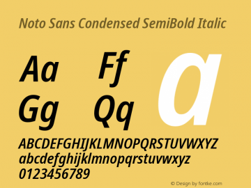Noto Sans Condensed SemiBold Italic Version 2.003图片样张