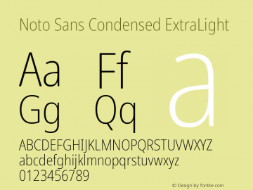 Noto Sans Condensed ExtraLight Version 2.006; ttfautohint (v1.8.4) -l 8 -r 50 -G 200 -x 14 -D latn -f none -a qsq -X 