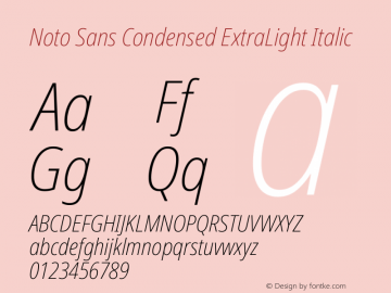 Noto Sans Condensed ExtraLight Italic Version 2.005图片样张