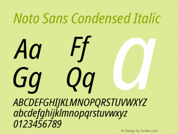 Noto Sans Condensed Italic Version 2.005图片样张