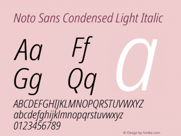 Noto Sans Condensed Light Italic Version 2.005图片样张