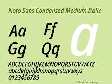 Noto Sans Condensed Medium Italic Version 2.005; ttfautohint (v1.8.4) -l 8 -r 50 -G 200 -x 14 -D latn -f none -a qsq -X 