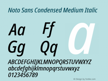 Noto Sans Condensed Medium Italic Version 2.005图片样张