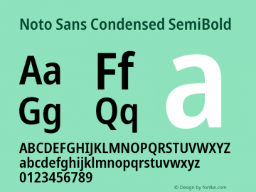 Noto Sans Condensed SemiBold Version 2.006; ttfautohint (v1.8.4) -l 8 -r 50 -G 200 -x 14 -D latn -f none -a qsq -X 