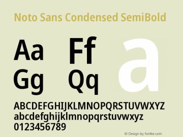 Noto Sans Condensed SemiBold Version 2.006图片样张