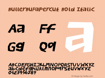 BullerBuPapercut Bold Italic 1.0 2004-04-28图片样张