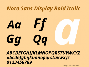Noto Sans Display Bold Italic Version 2.002; ttfautohint (v1.8.2)图片样张