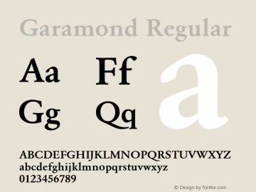 Garamond Regular Unknown图片样张