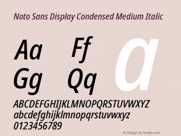 Noto Sans Display Condensed Medium Italic Version 2.002; ttfautohint (v1.8.2)图片样张