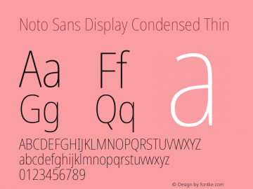 Noto Sans Display Condensed Thin Version 2.002; ttfautohint (v1.8.2)图片样张