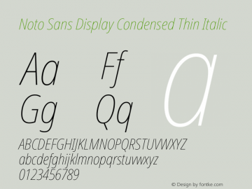 Noto Sans Display Condensed Thin Italic Version 2.003图片样张