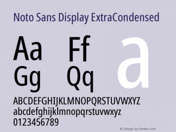 Noto Sans Display ExtraCondensed Version 2.006; ttfautohint (v1.8.4) -l 8 -r 50 -G 200 -x 14 -D latn -f none -a qsq -X 