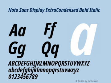 Noto Sans Display ExtraCondensed Bold Italic Version 2.002; ttfautohint (v1.8.2)图片样张