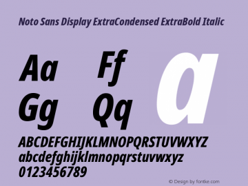Noto Sans Display ExtraCondensed ExtraBold Italic Version 2.002; ttfautohint (v1.8.2)图片样张