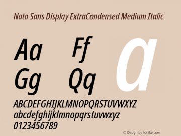 Noto Sans Display ExtraCondensed Medium Italic Version 2.003图片样张