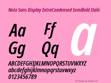 Noto Sans Display ExtraCondensed SemiBold Italic Version 2.003图片样张