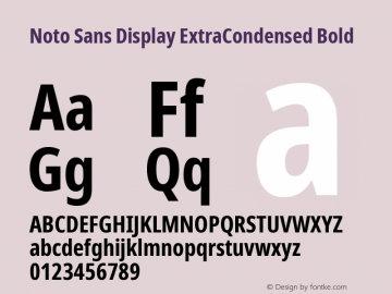 Noto Sans Display ExtraCondensed Bold Version 2.006; ttfautohint (v1.8.4) -l 8 -r 50 -G 200 -x 14 -D latn -f none -a qsq -X 