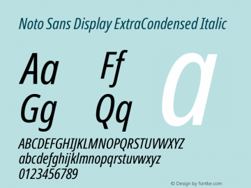 Noto Sans Display ExtraCondensed Italic Version 2.005图片样张